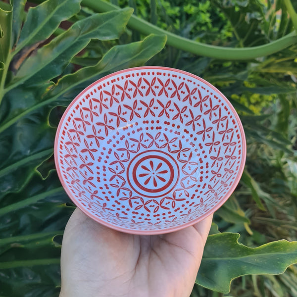 Red + Blue Pattern Ceramic Bowl