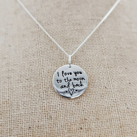 "I Love you to the Moon and back" Sterling Silver Pendant