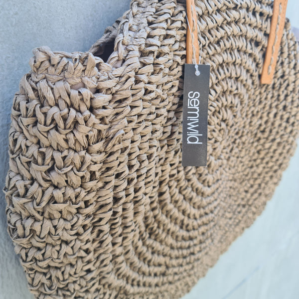 Crochet Basket Bag - Taupe
