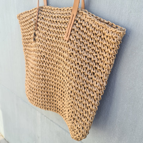 Crochet Basket Bag - Beige