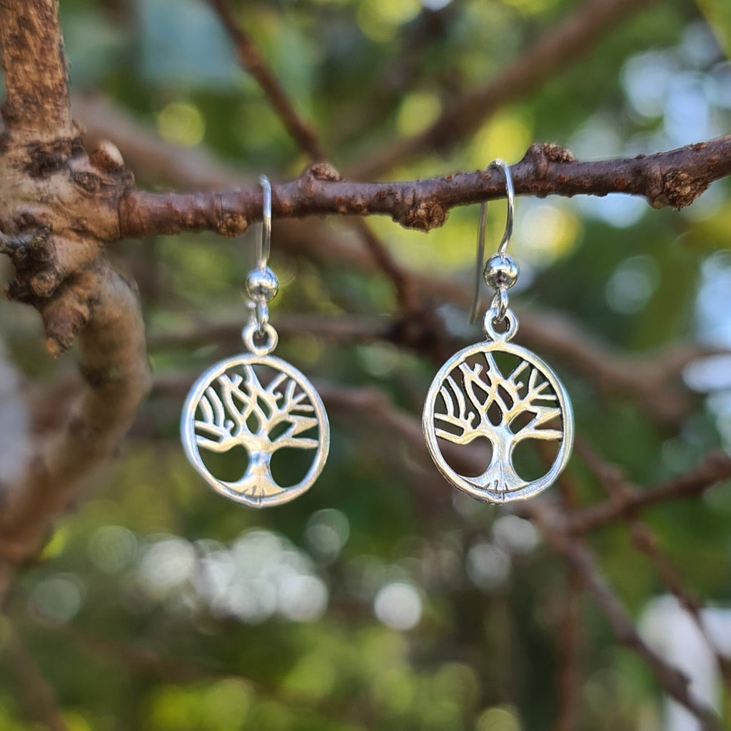 Sterling Silver Tree of Life Hook Earrings - Style 2
