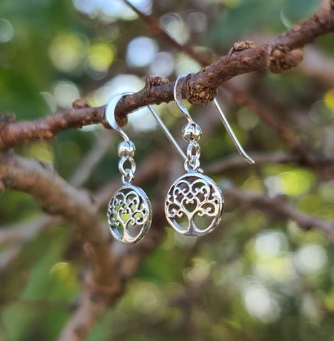 Sterling Silver Tree of Life Hook Earrings - Style 1
