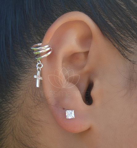 Sterling Silver Ear Cuff - Cross Charm