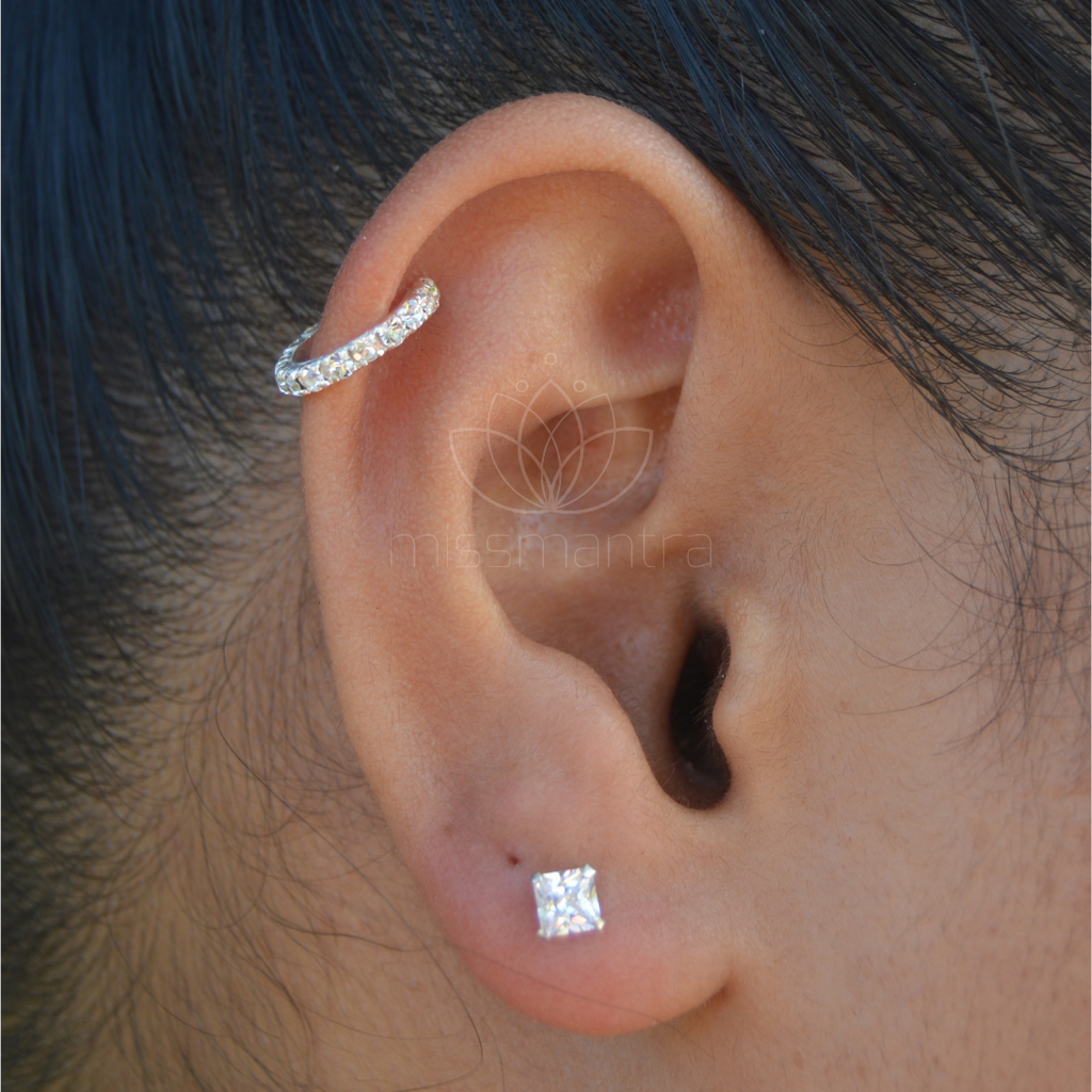 Sterling Silver Ear Cuff - Crystal