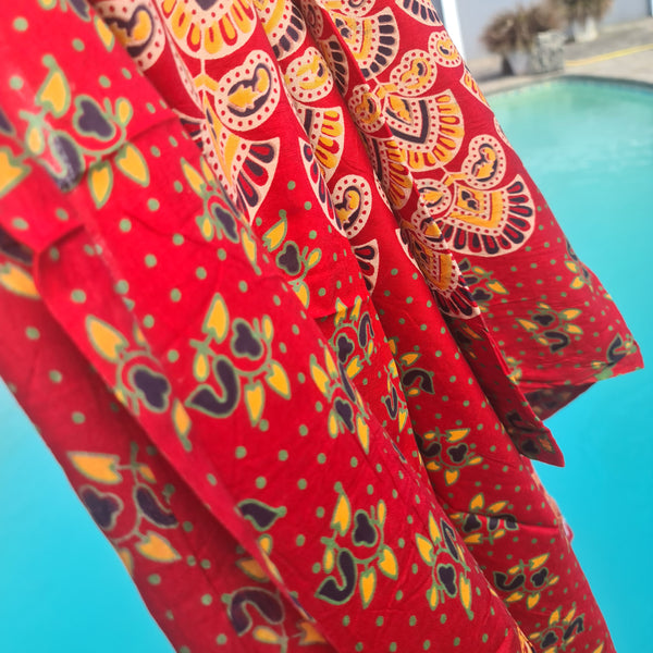 Red Peacock Flower Rayon Sarong