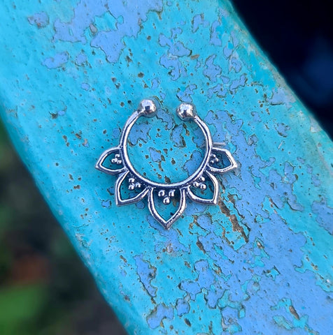 925 Tribal Silver Septum Ring - Clip On