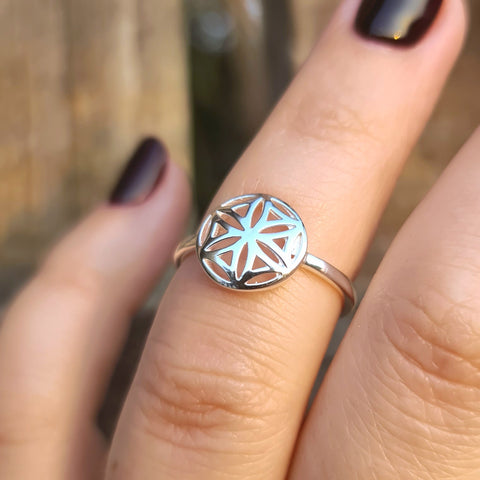 Flower of Life Sterling Silver Ring