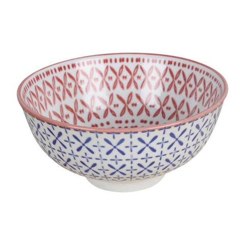 Red + Blue Pattern Ceramic Bowl