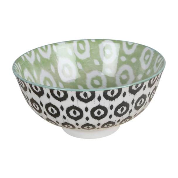 Black + Green Pattern Ceramic Bowl