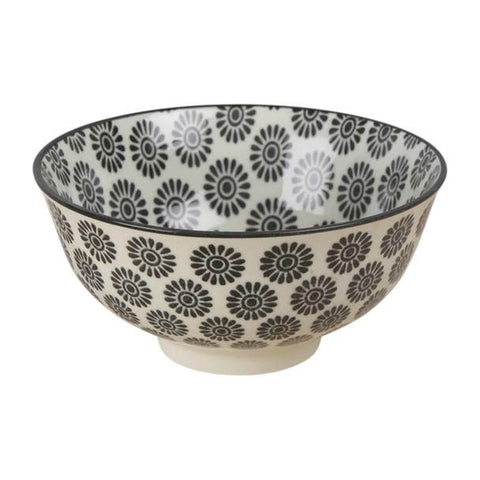 Black Flower Pattern Ceramic Bowl