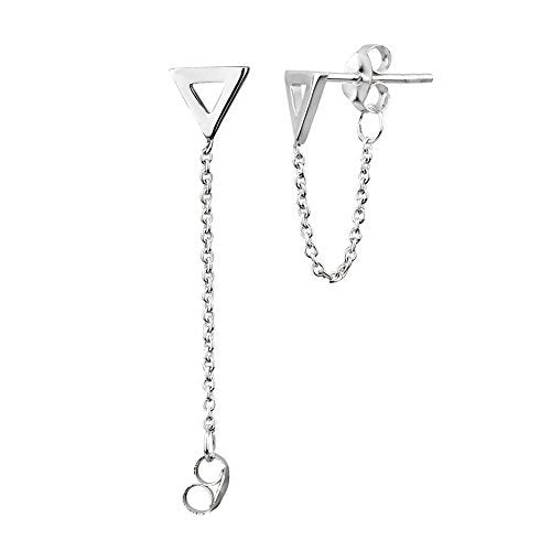 Triangle/Chain Sterling Silver Jacket Earrings
