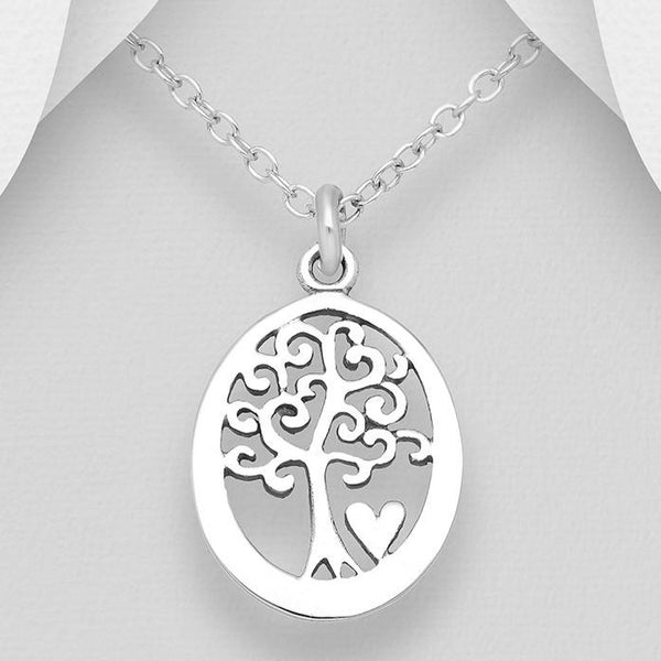 Tree of Life Heart Sterling Silver Pendant