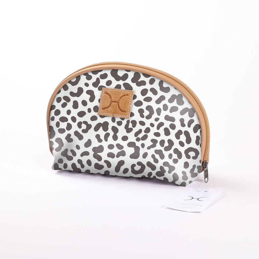 Big Mouth Bag - Laminated Fabric - Cheetah - White