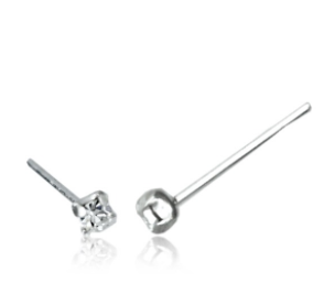 925 Silver Nose pin with square CZ