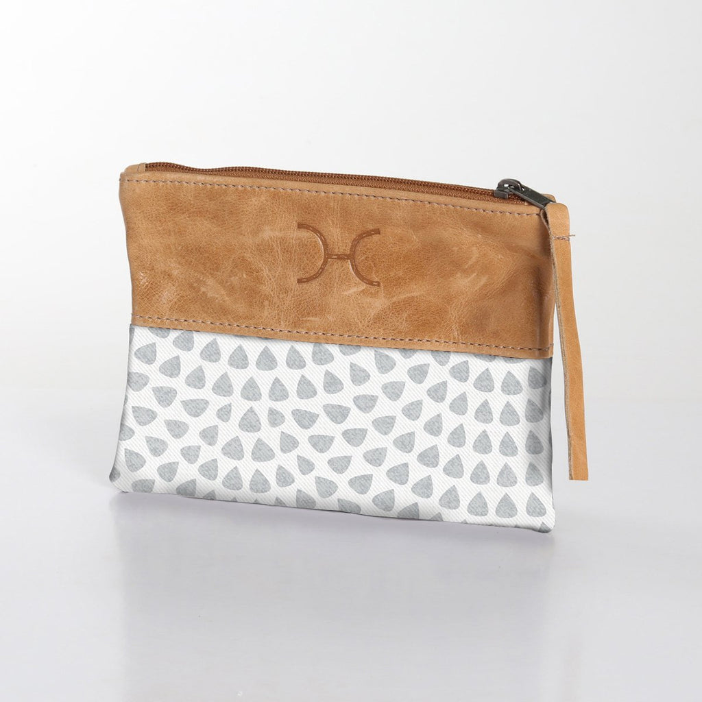 Pouch Laminated Fabric With Leather - Scale Away with me - Grey