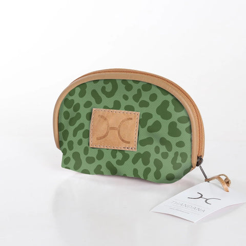 Makeup Bag Laminated Fabric - Cheetah - Olive