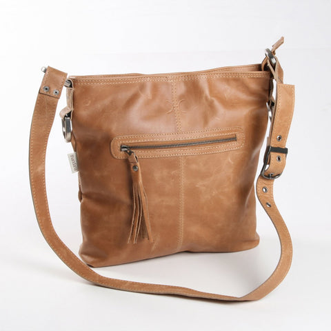 Messenger Leather Handbag - Hazelnut