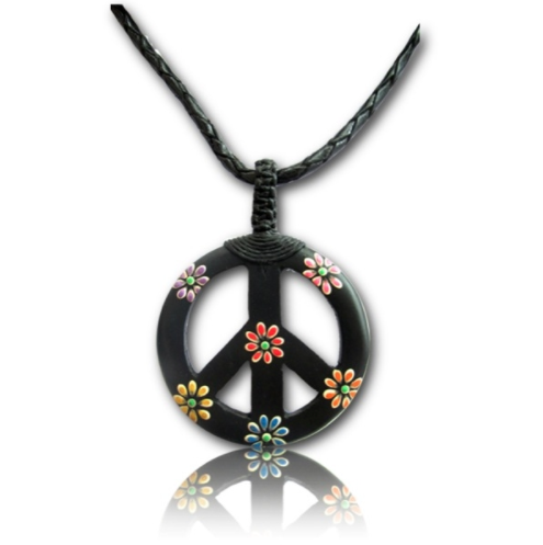 Hand painted Narra Wood Peace Pendant