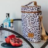 Wine Cooler Double Carry Bag - Laminated Fabric - Cheetah - White