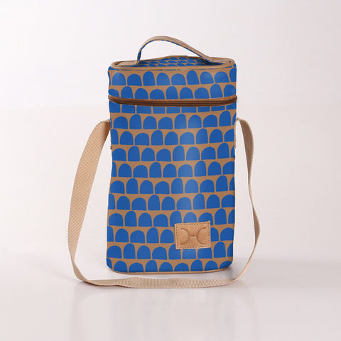 Wine Cooler Double Carry Bag - Laminated Fabric - Anthill - Blue