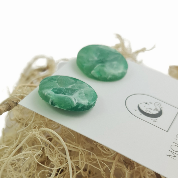 Green Marbled Polymer Clay Studs