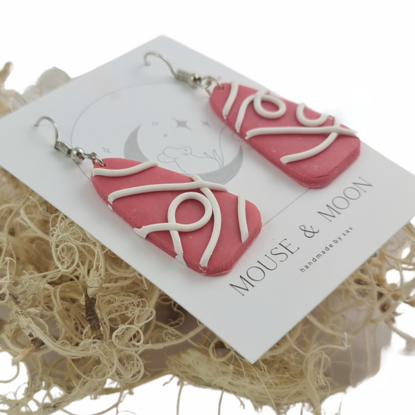 Polymer Clay Pink & White Shepherd Hook Earrings